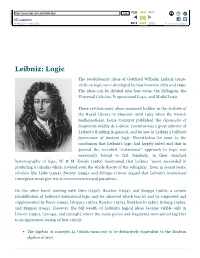 Leibniz: Logic
