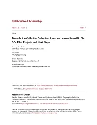 Lessons Learned from PALCI's DDA Pilot Projects and Next Steps