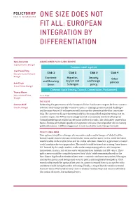 One Size Does Not Fit All: European Integration by Differentiation