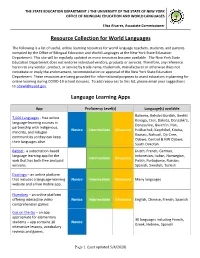Resource Collection for World Languages