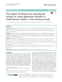 The Impact of Sitting Time and Physical Activity on Major Depressive
