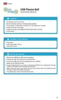 USB Plasma Ball Instruction Manual