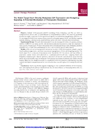 The Notch Target Hes1 Directly Modulates Gli1 Expression and Hedgehog Signaling: a Potential Mechanism of Therapeutic Resistance