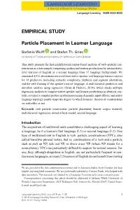 EMPIRICAL STUDY Particle Placement in Learner Language