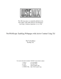 Enabling Webpages with Active Content Using Tcl