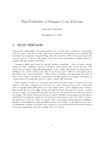 Flat-Foldability of Origami Crease Patterns