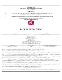 JACK in the BOX INC. (Exact Name of Registrant As Specified in Its Charter) ______