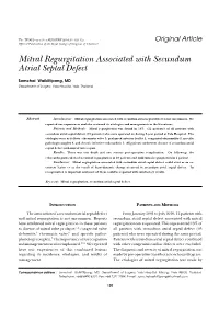 Mitral Regurgitation Associated with Secundum Atrial Septal Defect