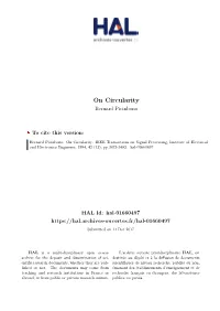 On Circularity Bernard Picinbono