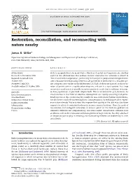 Restoration, Reconciliation, and Reconnecting with Nature Nearby.Pdf