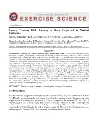Running Economy While Running in Shoes Categorized As Maximal Cushioning