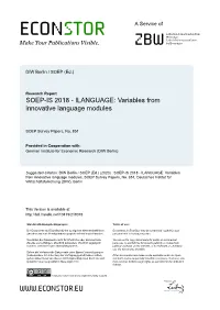 SOEP-IS 2018—ILANGUAGE: Variables from Innovative Language Modules