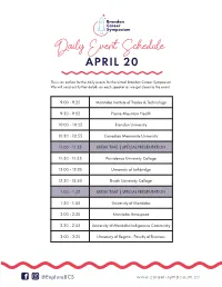 Daily Event Schedule APRIL 20
