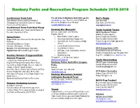 Danbury Parks and Recreation Program Schedule 2018-2019