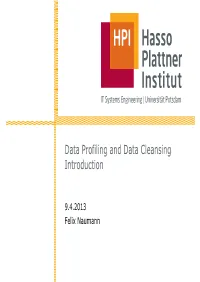 Data Profiling and Data Cleansing Introduction
