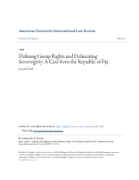 Defining Group Rights and Delineating Sovereignty: a Case from the Republic of Fiji Joseph E