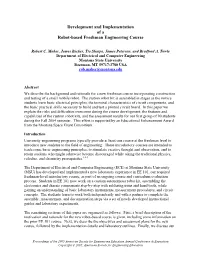 Development and Implementation of a Robot-Based Freshman Engineering Course