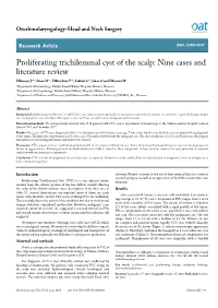 Proliferating Trichilemmal Cyst of the Scalp: Nine Cases and Literature Review