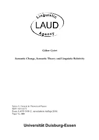 Semantic Change, Semantic Theory and Linguistic Relativity