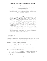 Solving Parametric Polynomial Systems