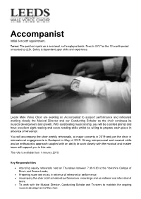 Accompanist Initial 6-Month Appointment