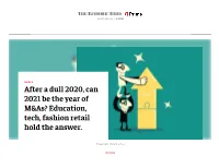 After a Dull 2020, Can 2021 Be the Year of M&As? Education, Tech