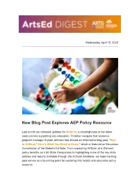 Artsed Digest New Blog Post Explores AEP Policy Resource