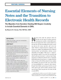 Essential Elements of Nursing Notes and the Transition to Electronic Health Records
