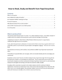 How to Read, Study and Benefit from Papal Encyclicals