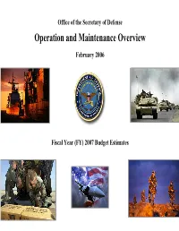Office of the Secretary of Defense Operation and Maintenance Overview