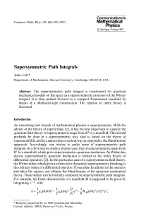 Supersymmetric Path Integrals