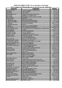 SERVICE DIRECTORY ST CLAIR JRLC SPONSORS Please Support the Following Sponsors in Any Way You Can, Thank You