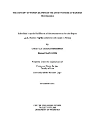 The Concept of Power Sharing in the Constitutions of Burundi and Rwanda