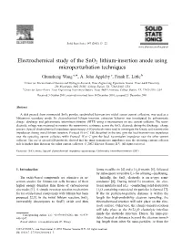 Electrochemical Study of the Sno2 Lithium-Insertion Anode Using Microperturbation Techniques