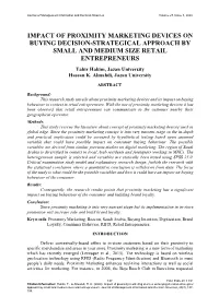 Impact of Proximity Marketing Devices on Buying Decision-Strategical Approach by Small and Medium Size Retail Entrepreneurs
