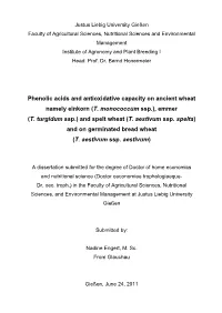 Phenolic Acids and Antioxidative Capacity on Ancient Wheat Namely Einkorn (T