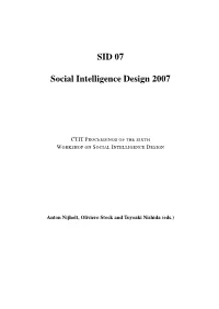 SID 07 Social Intelligence Design 2007