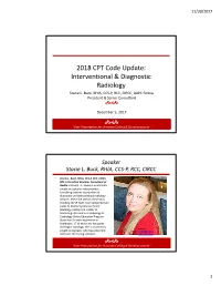 2018 CPT Code Update: Interventional & Diagnostic Radiology