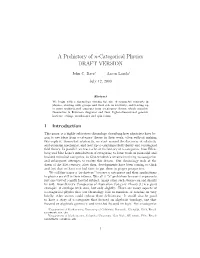 A Prehistory of N-Categorical Physics DRAFT VERSION