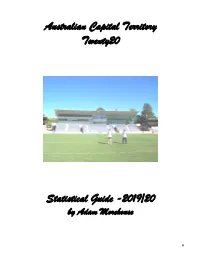 Australian Capital Territory Twenty20 Statistical Guide -2019/20