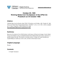 October 20, 1956 Working Notes from the Session of the CPSU CC Presidium on 20 October 1956