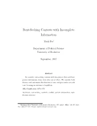 Rent-Seeking Contests with Incomplete Information