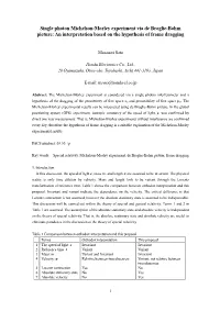 Single Photon Michelson-Morley Experiment Via De Broglie-Bohm Picture: an Interpretation Based on the Hypothesis of Frame Dragging