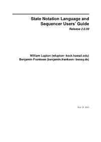 State Notation Language and Sequencer Users' Guide