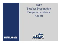 Teacher Preparation Program Feedback Report