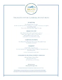 The Beach House Clambake Buffet Menu