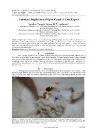 Unilateral Duplication of Optic Canal: a Case Report