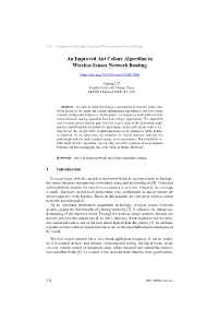 An Improved Ant Colony Algorithm in Wireless Sensor Network Routing