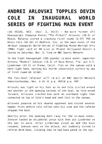 Andrei Arlovski Topples Devin Cole in Inaugural World Series of Fighting Main Event