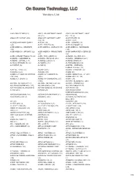 Complete List of Vendors